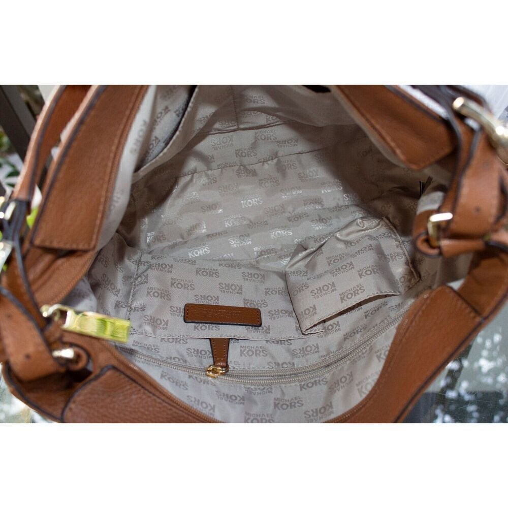 MICHAEL KORS Essex Pebble Leather Large Convertible Shoulder Bag Hobo Brown - Picture 8 of 16